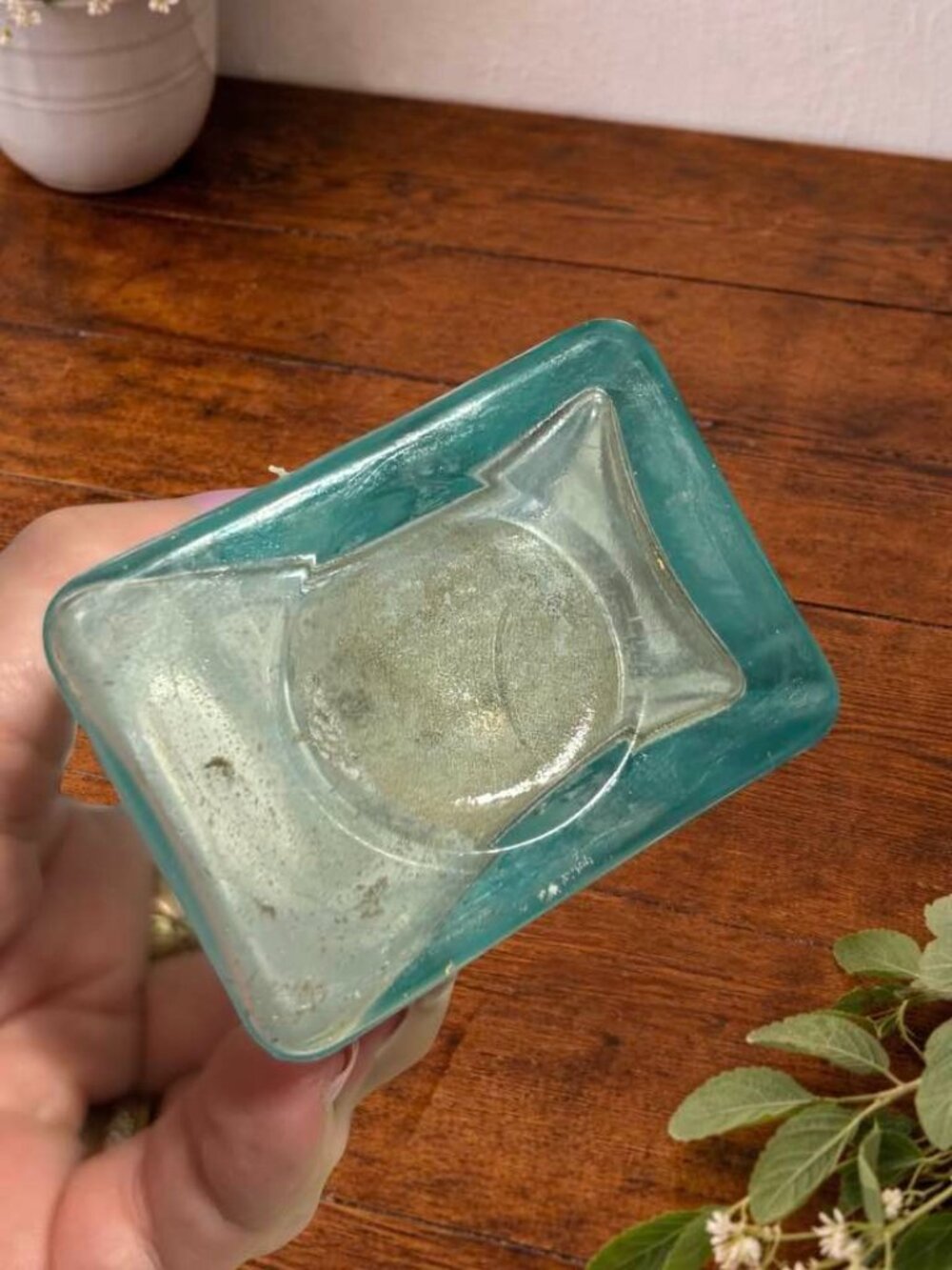 Antique Horseradish Bottle Ring Rose 4.75" Green Glass - Picture 3 of 5